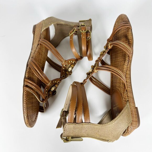 Sam Edelman Danica Gladiator Wedge Sandal Boho Woven Strappy Beaded Ankle Strap - Picture 10 of 12
